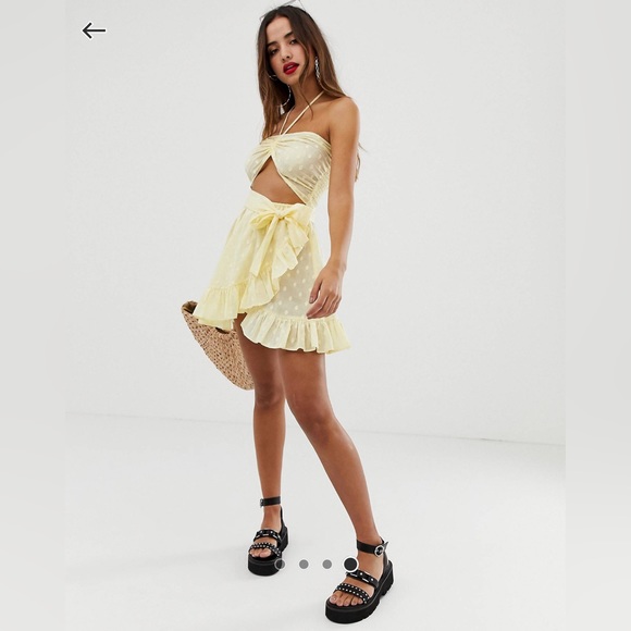 Asos yellow mini cut out dress - Picture 4 of 4